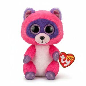TY Beanie Boo raccoon 💖🦝  Plush Toy with Pink and Purple Fur